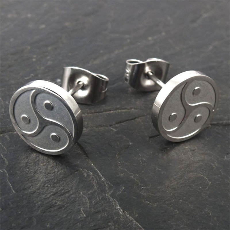 Gioielli Orecchini Orecchini in acciaio inox "BDSM Triskele" in argento o nero Gioielli Orecchini Orecchini in acciaio inox "BDSM Triskele" in argento o nero