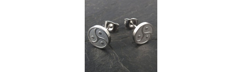 Pendientes de la joyería de acero inoxidable Pendientes "BDSM Triskele" en plata o negro