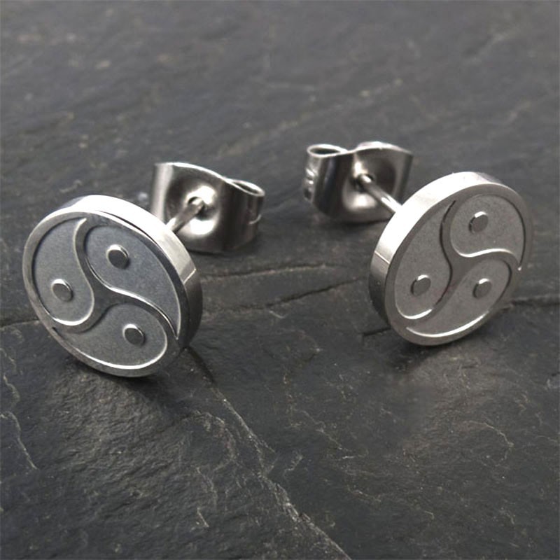 Jewelry Earrings Stainless Steel Earrings "BDSM Triskele" in silv...