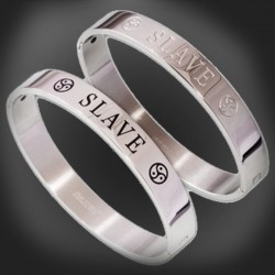 bdsm bijoux bracelet en acier inoxydable - SLAVE with BDSM Triskel.