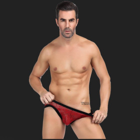 Panty sexy de encaje rojo para hombres