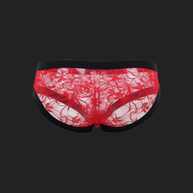 Panty sexy de encaje rojo para hombres