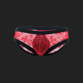 Panty sexy de encaje rojo para hombres