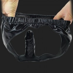 Black massage dildo anal plug underwear