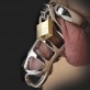 Man Cock Cage with steel ring of chastity and padlock