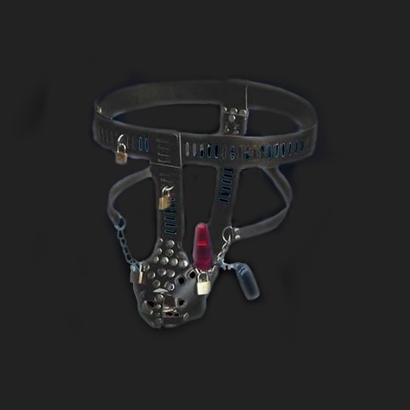Men bdsm bondage chastity belt with anal plug vibrator