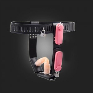 Mujer bondage cinturón de castidad con enchufe anal, vibrante tapón vaginal.